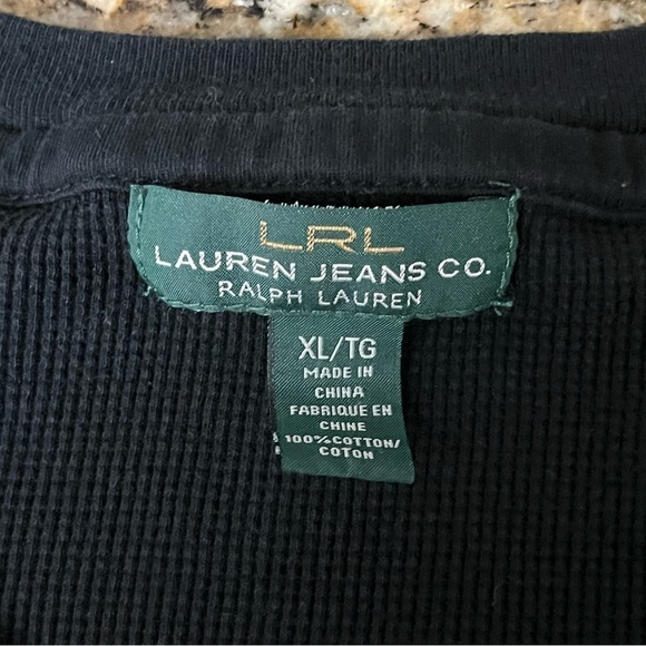 Lauren Ralph Lauren Black Waffle Knit Blouse Goth Grunge Witchy Vampy XL gorpcor - Picture 6 of 9